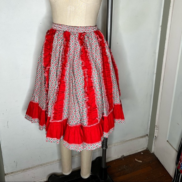 Vintage Holiday Holly Dancing skirt prairie cottagecore lolita dolly Holiday S - Picture 4 of 6